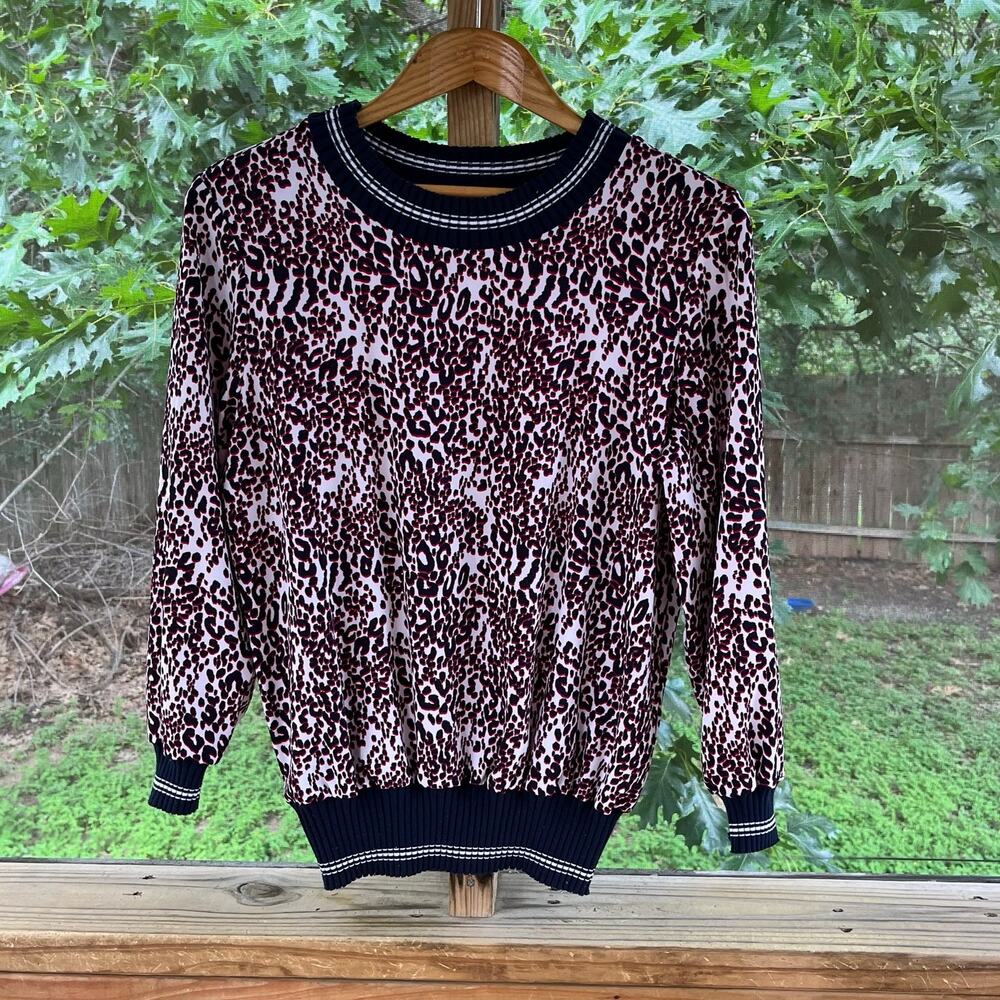 Tommy Hilfiger Women's Red & Blue Animal Print Blouse Size S